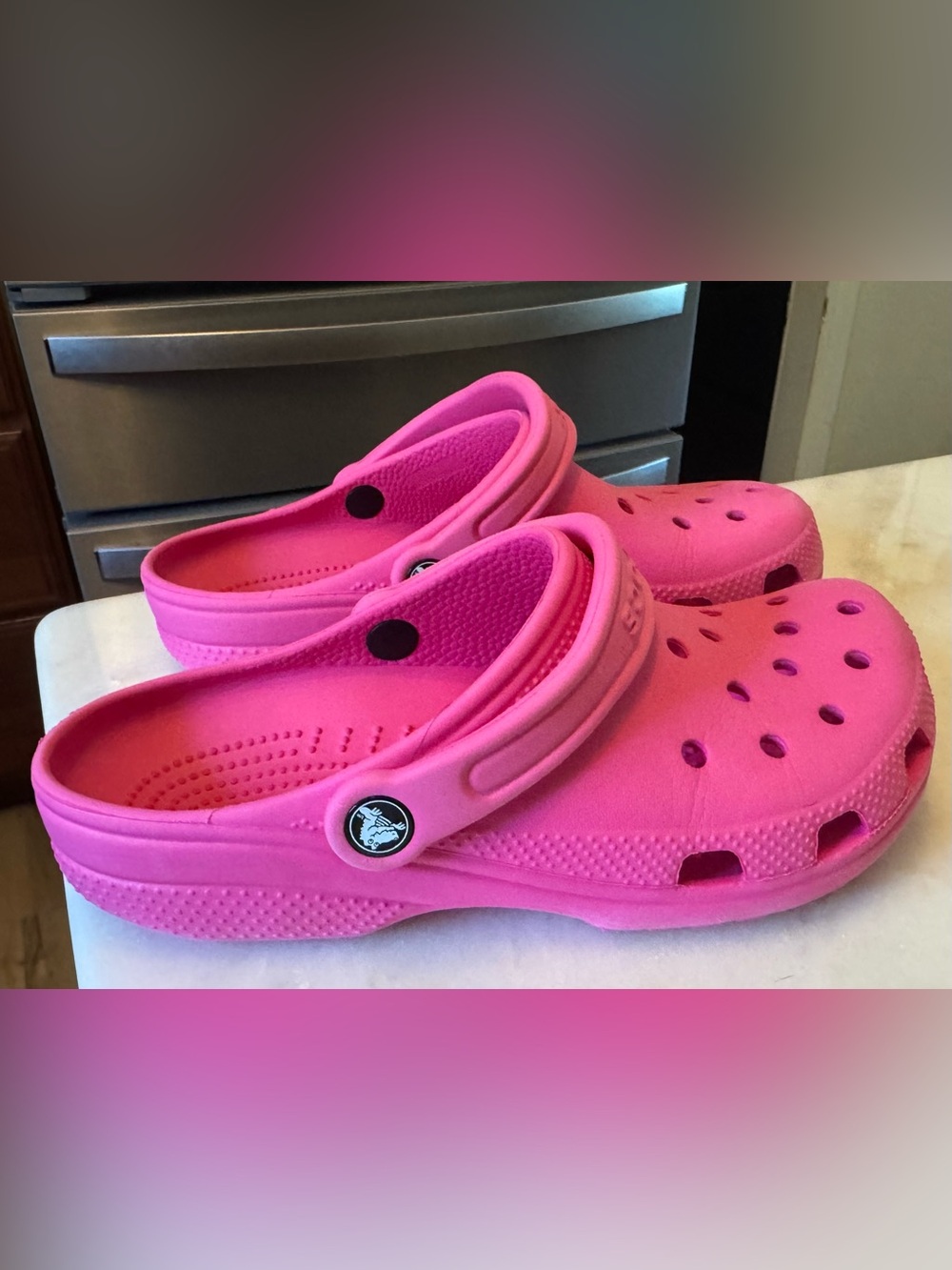 Excellent Condition Pink Crocs Size J6